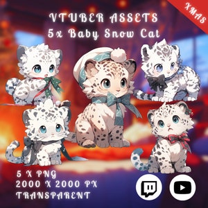 5x Baby Snow Cats | Vtuber Christmas Transparent | Cute Pets | Kawaii Cat | Cozy | Digital Assets | Digital Download | Stream Decoration