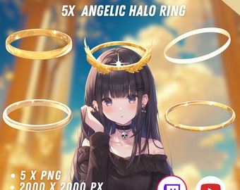 5x Vtuber Angelic Halo Ring Assets | Kawaii | Cute Angel | Transparent | Overlay | Digital Assets | Digital Download | Stream Decoration