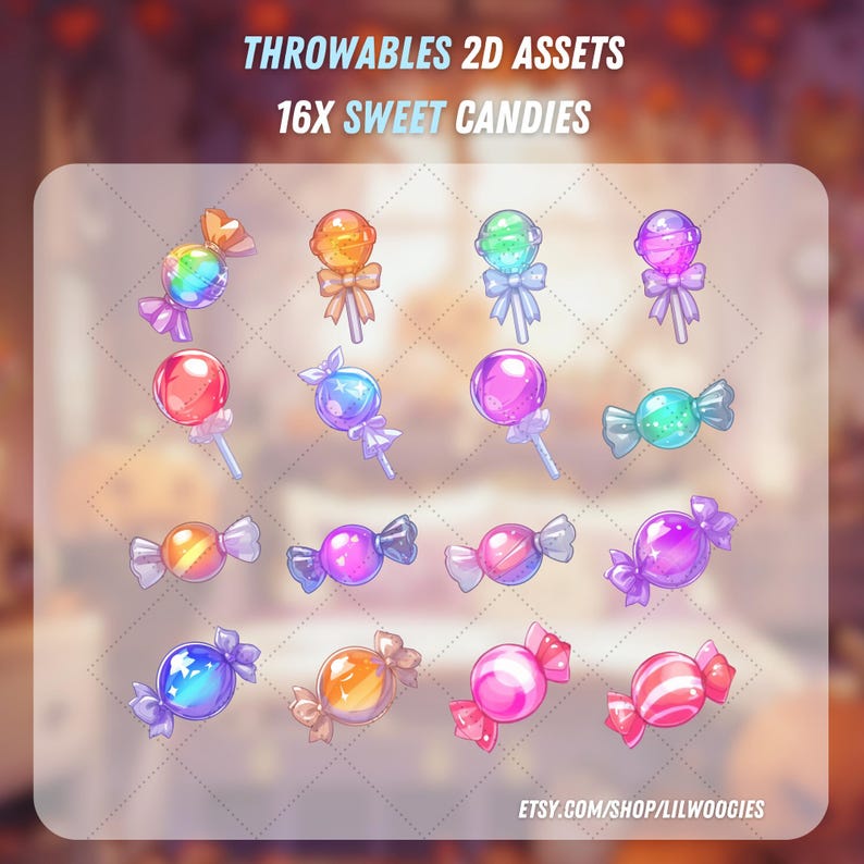 Bundle of Throwable Cute Candies Assets 16x | Transparent | Kawaii | 2D ...