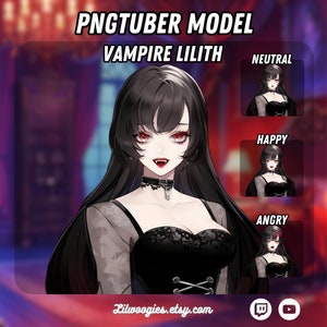Vampire Girl Lilith PNGTuber | Kawaii | Ready For Twitch | VTuber Avatar Streaming | Vtuber Assets | OBS | Premade PNG Tuber | Discord