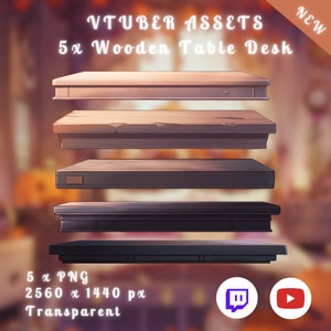 Vtuber Wooden Table Desks 5x | PNGtuber | Transparent Props | Cute | Assets | Stand | Twitch Overlay | Digital Download | Stream Decoration