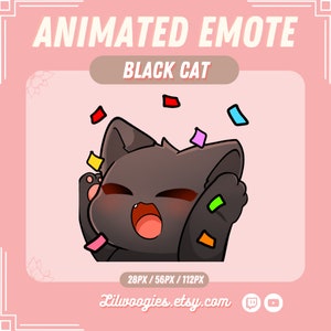 Animiertes Twitch Emote, Katzen Emote, süße schwarze Katze Emote, lustiges Emote, Tier Emote, für Streamer - Instant Download / bereit zur Verwendung