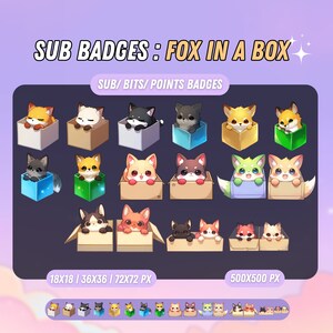 Sub Badges Cute Fox in a Box for Subscribers - Twitch Sub Badges ...