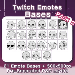 Emote Base Pack 2 | Twitch Emote Chibi Bases | Vtuber Youtube Discord Emote Pack