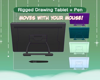 Vtuber Drawing Tablet Asset | Rigged Drawing Tablet Pen | Animated Drawing Pad Screen | Wacom Cintiq (Pack 1)