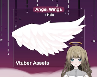 Vtuber Angel Wings Asset | White Wings Asset | Angel Halo White Wings