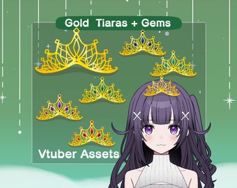 Vtuber Crown Tiara Asset | Silver Crown | Purple Blue Red Green Gems | Sapphire Amethyst Ruby Emerald Jewels