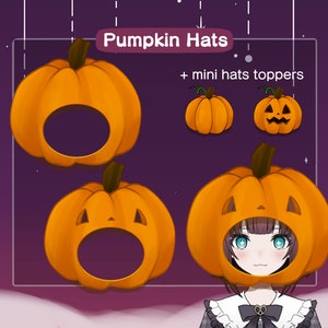 Vtuber Halloween Jack o Lantern Pumpkin Hat  Asset | Halloween Costume | Jack o&#39;Lantern