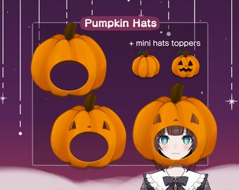 Vtuber Halloween Jack o Lantern Pumpkin Hat  Asset | Halloween Costume | Jack o'Lantern
