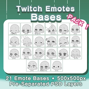 Emote Base Pack 1 | Twitch Emote Chibi Bases | Vtuber Youtube Discord Emote Pack