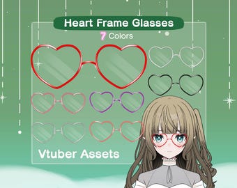 Vtuber Heart Glasses Asset | Valentines Day Vtuber Assets | Heart Shaped Glasses | Heart Frame Glasses