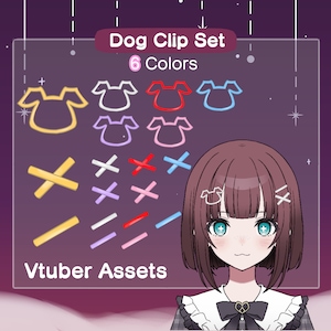 Vtuber Dog Hair Clip  Assets  | Animal Accessory | 6 Colors (silver, gold, red, pink, blue, purple)