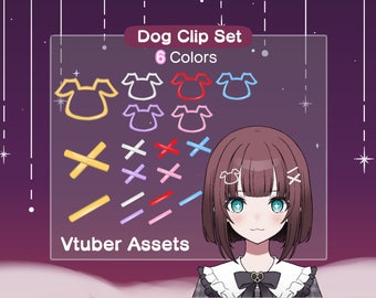 Vtuber Dog Hair Clip  Assets  | Animal Accessory | 6 Colors (silver, gold, red, pink, blue, purple)