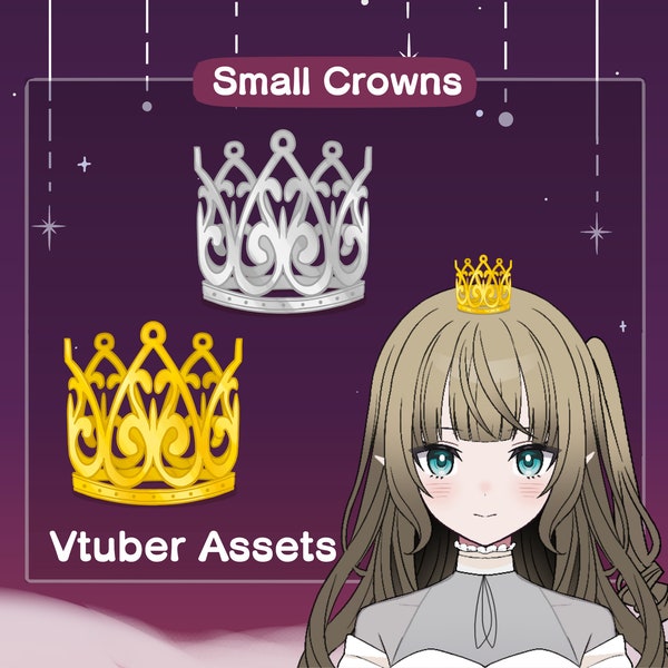 Vtuber Crown Asset | Small Crown | Small Tiara | Princess Crown | Silver Gold