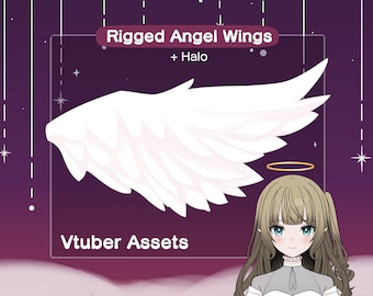 Vtuber Angel Wings Asset | Rigged Wings Asset | Animated Angel Halo White Wings