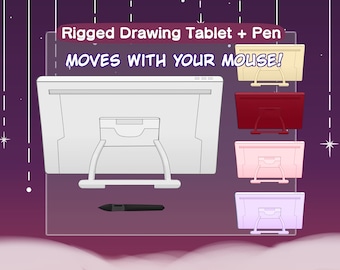 Vtuber Drawing Tablet Asset | Rigged Drawing Tablet Pen | Animated Drawing Pad Screen | Wacom Cintiq (Pack 2)