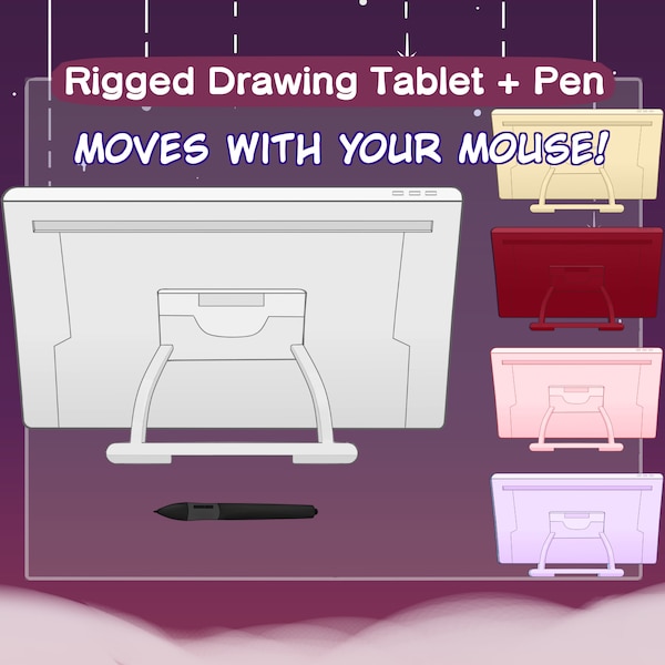 Vtuber Drawing Tablet Asset | Rigged Drawing Tablet Pen | Animated Drawing Pad Screen | Wacom Cintiq (Pack 2)