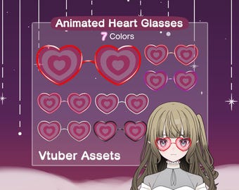 Vtuber Animated Pulsing Heart Glasses Asset | Valentines Day Vtuber Assets | Pulsing Heart Shaped Glasses