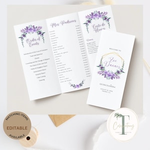 Peut inclure: Invitation de Quinceañera en violet et or avec un motif floral et le texte "Bienvenue à Zoe Danaes" et "Quinceañera 30 août 20XX Fresno, CA".