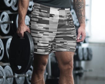 "Herren "LAUGHING MAN" Schwarz-Weiß-Statische GITS Sportshorts aus recyceltem Material