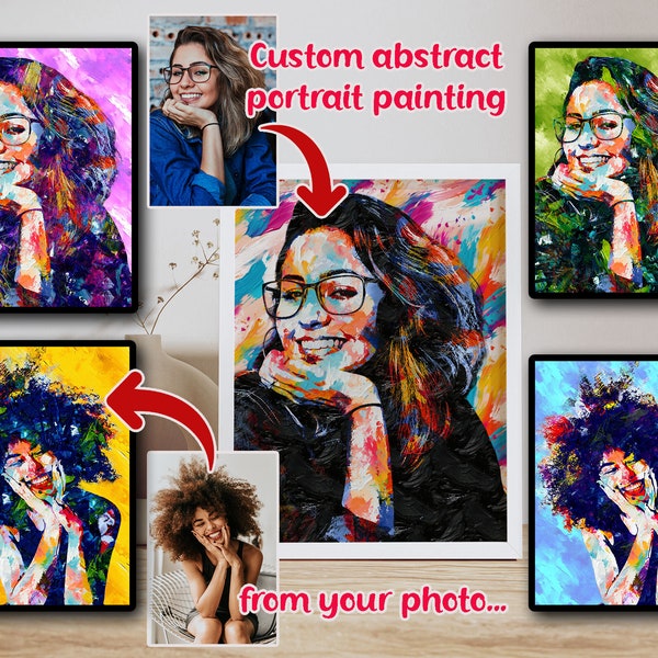 Modern Abstract Portrait Custom Abstract Painting Abstract Portrait from Photo Modern Oil Painting Abstract Wall Art, DIGITAL DOWNLOAD