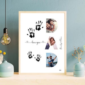 Personalized Dad Handprint Photo Collage | Custom Fathers Day Gift | Keepsake Print Digital Download
