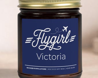 Female Pilot Gift Personalized Pilot Candle Aviation Graduation Gift for Pilot Flight Attendant Gift Birthday Gift