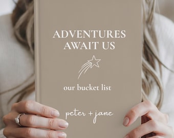 Personalized Couples Bucket List Gift Journal Adventure Planner Custom Name Notebook for Travel Engagement or Anniversary Our Adventure Book