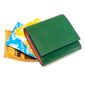 Luxury leather condom case wallet  - handmade with premium Tuscan Italian leather - slim discreet secure with snap closure - GREEN