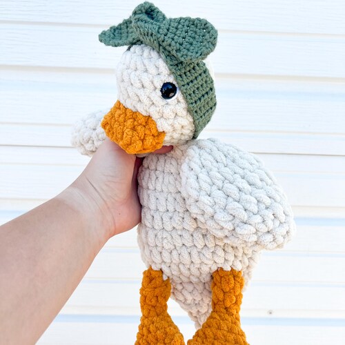 Duck Lovey – Handmade Crochet Baby Snuggler Security Blanket Gift