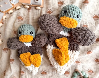 Mallard Duck Lovey – Handmade Crochet Baby Snuggler Security Blanket Gift