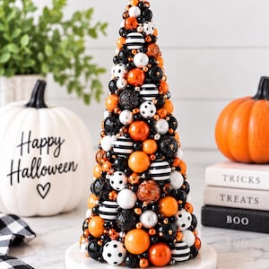 Halloween Höst DIY Pärlkonträd Handledning | Säsongsbetonad Julpysseldekoration | Utskrivbara instruktioner Digital nedladdning