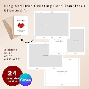Modèles de cartes de vœux par glisser-déposer | Modèles Canva modifiables | 4x6, 5x7, 4,75x4,75 | Lettre américaine&A4 | Téléchargement instantané | Imprimable