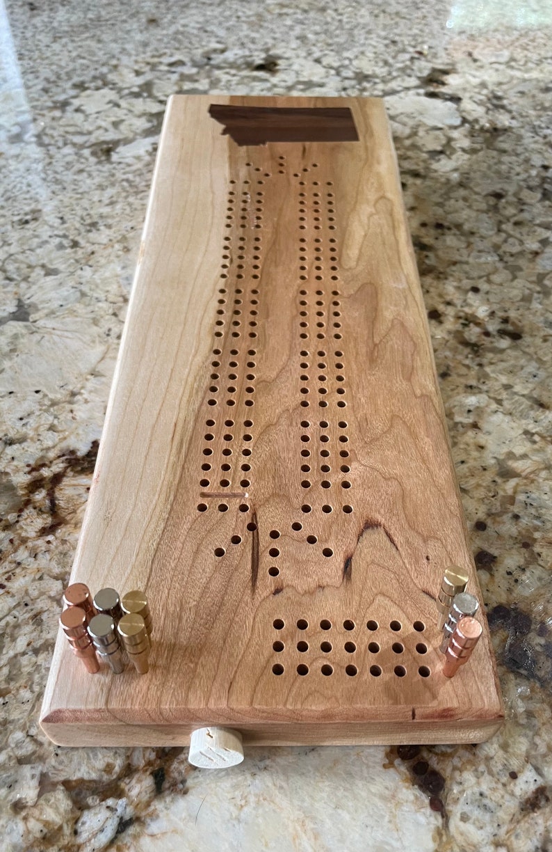 Montana Cribbage Board Crafted From Solid Cherry With a Walnut Inlay Etsy