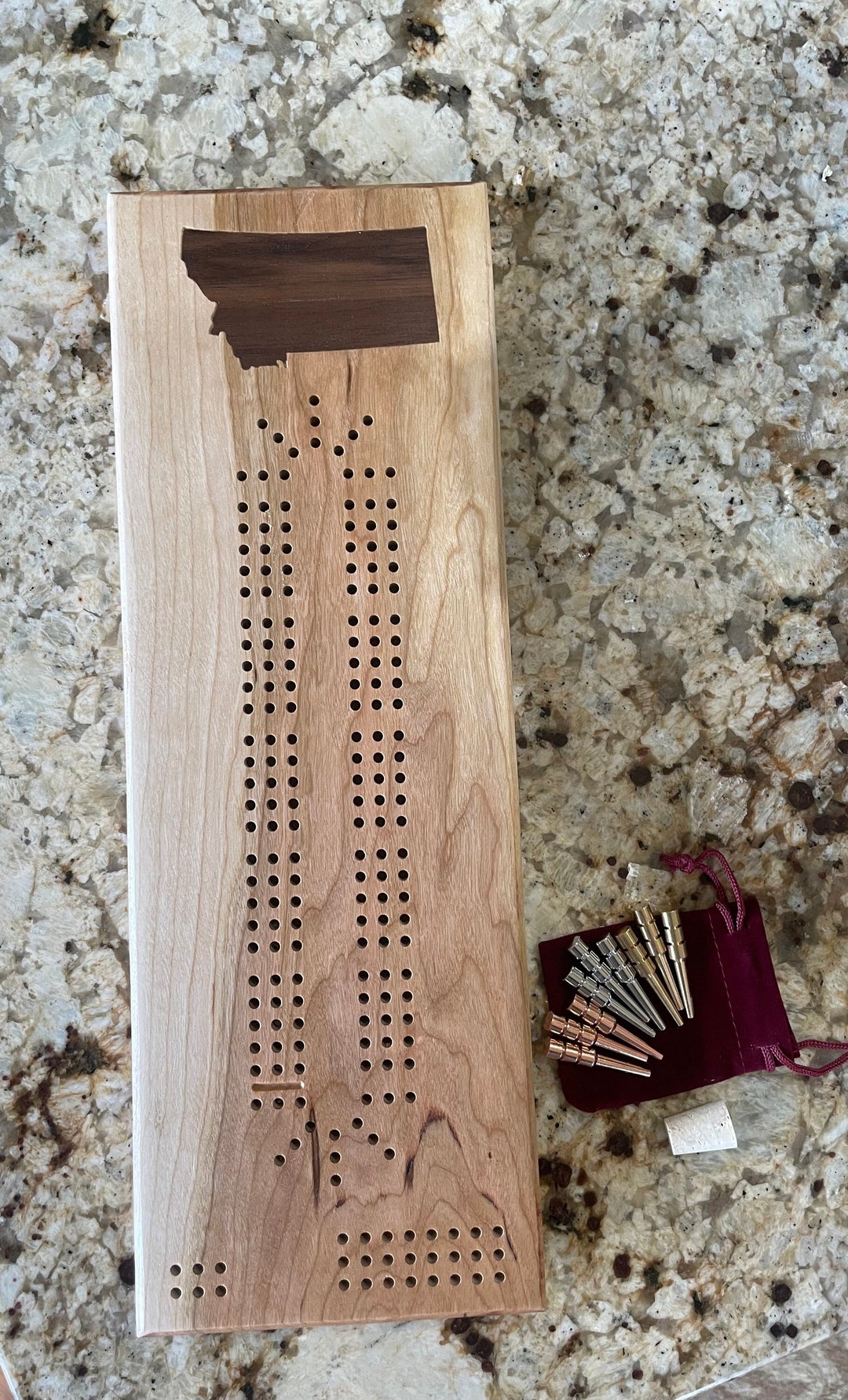 Montana Cribbage Board Crafted From Solid Cherry With a Walnut Inlay Etsy