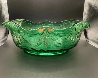 Victorian U S Glass Co Delaware Pattern Emerald Green Eapg Banana Bowl ...