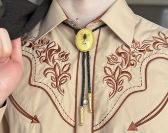 Western Bolo Tie for Men and Women Black Leather Cord Woven Western Father's Day Gift Accessory for Wedding Necklace Rodeo Cowboy Necktie