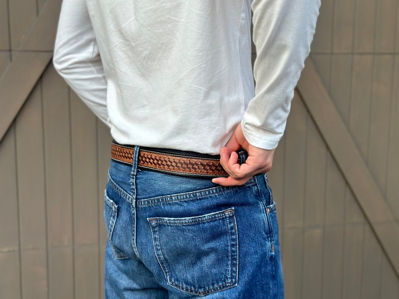 Men's Western Leather Belt Full Grain Genuine Leather Strap Cowboy ...