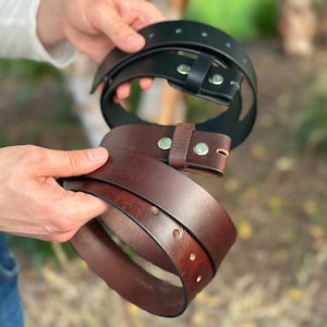 Men's Western Genuine Full Grain Leather Belt Strap Handmade Tooled Cowboy Western Belt Strap Without Buckle Embossed Snap-On Belt Strap