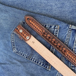 Men's Western Full Grain Genuine Leather Belt Embossed Belt without Buckle Handmade Custom Western Cowboy Belt Strap 1 1/2 Rodeo Snap-On No Engraving