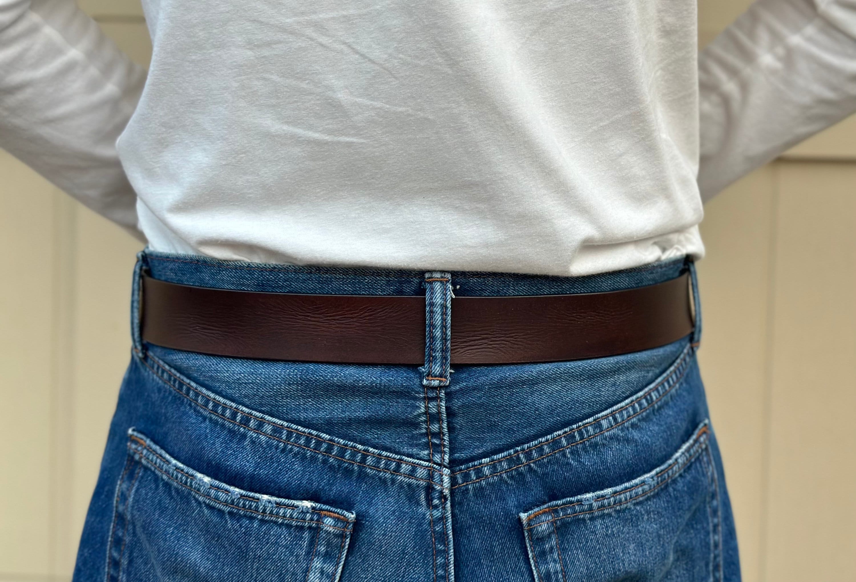 Genuine Leather Men's Handmade Western Belt Without Buckle Full Grain