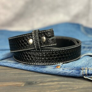 Men's Western Full Grain Genuine Leather Belt Strap Embossed Leather Belt Without Buckle Handmade Belt 1.5 Rodeo SnapOn Belt Without Buckle image 9