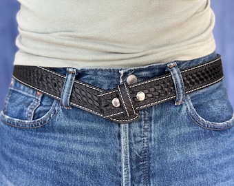Men's Western Full Grain Genuine Leather Belt Strap Embossed Leather Belt Without Buckle Handmade Belt 1.5" Rodeo SnapOn Belt Without Buckle