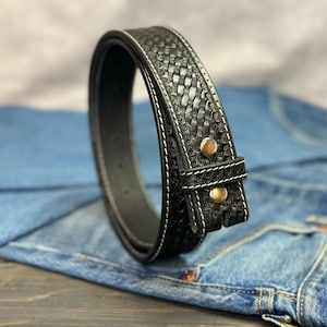 Men's Western Full Grain Genuine Leather Belt Strap Embossed Leather Belt Without Buckle Handmade Belt 1.5 Rodeo SnapOn Belt Without Buckle image 10