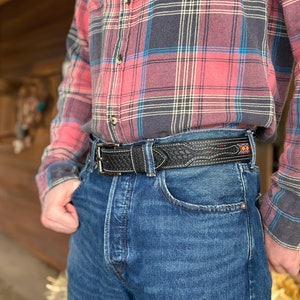 Men's Western Full Grain Genuine Leather Belt Embossed Rodeo Belt with Cowboy Buckle Handmade Belt Strap 1 1/2 Snap-On Belt With Buckle image 7