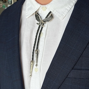 Western Bolo Tie Eagle Bull Leather Cord Woven Western Accessory for Men Wedding Necklace for Men Rodeo Cowboy Necktie Father&#39;s Day Gift