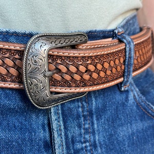 Men's Western Full Grain Genuine Leather Belt with Buckle Embossed Handmade Leather Belt Strap 1.5 Rodeo Snap-On Belt With Cowboy Buckle image 10