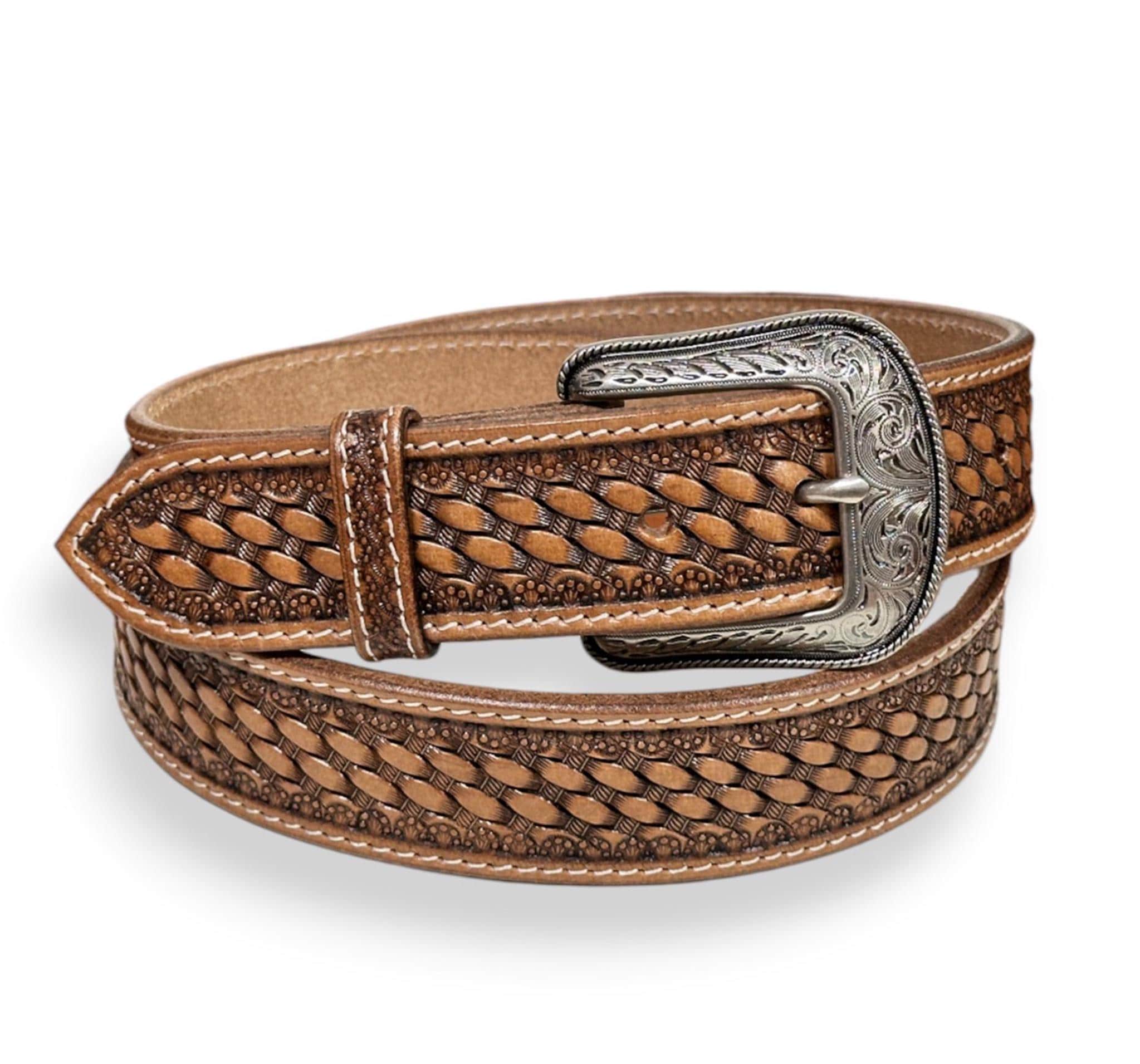 Men's Western Full Grain Genuine Leather Belt Embossed With Cowboy Men's Western Full Grain Genuine Leather Belt Embossed With Cowboy