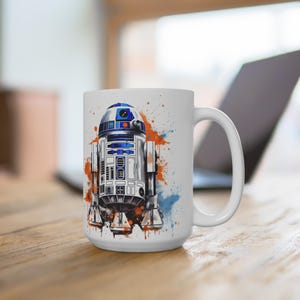 Tazza R2-D2, tazza da caffè in ceramica Star Wars da 15 oz, articolo imperdibile per i fan con licenza ufficiale, carburante per missioni ribelli, stoviglie per fan del droide astromeccanico