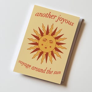 Eine weitere fröhliche Reise um die Sonne | Geburtstagskarte, Boho-Karte, Grußkarte, Jubiläumskarte, Ästhetik, Boho-Karte 5 x 7 Zoll